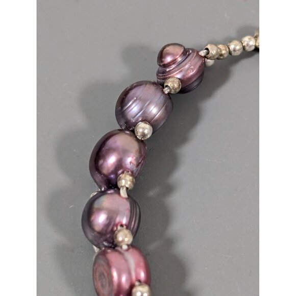 Artisan Purple Dyed Baroque Pearl Tennis Bracelet 6.5" - Picture 5 of 9